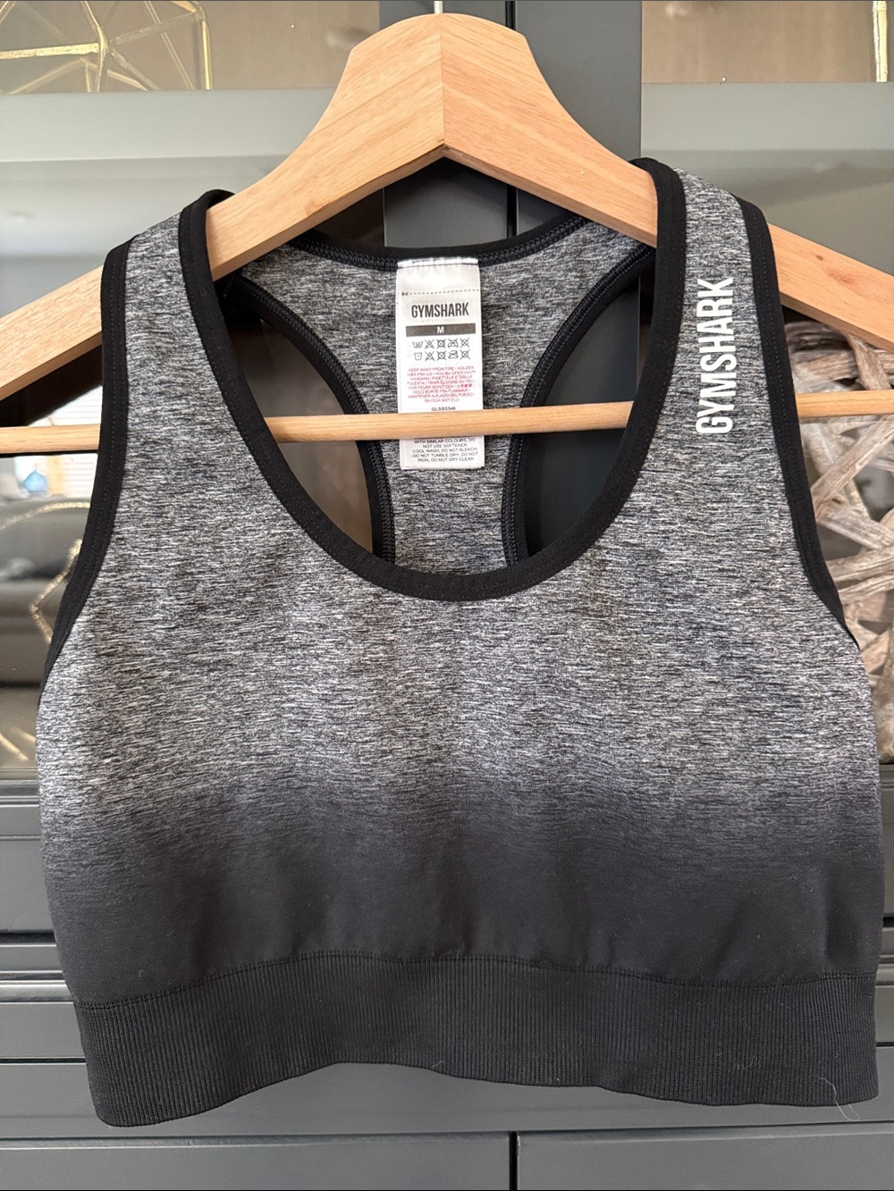 Gymshark Grey-to-Black Ombre Racerback Sports Bra